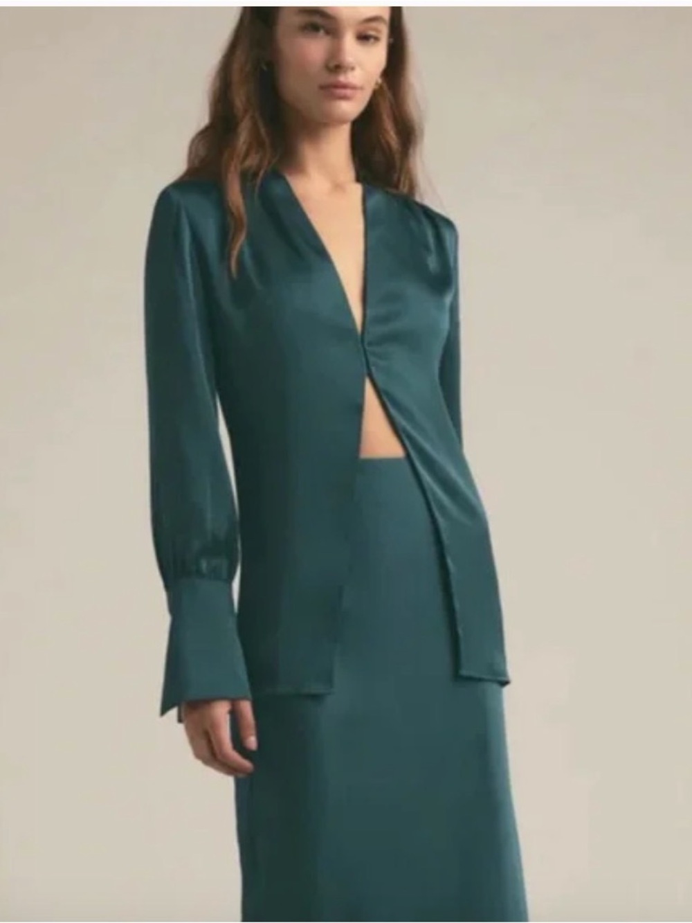 Favorite Daughter Izzy TopSatin Long Sleeve Blouse